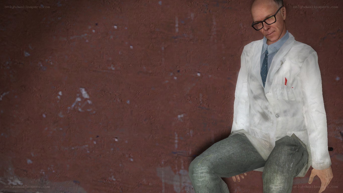 man in lab coat sitting