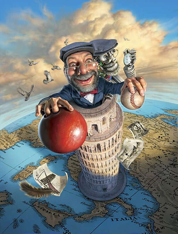 man in leaning tower of pisa