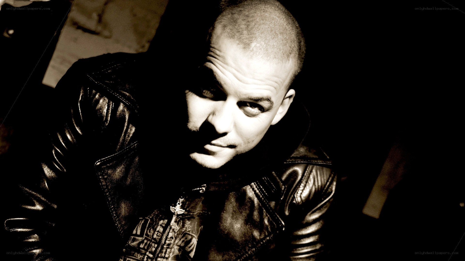 man in leather jacket