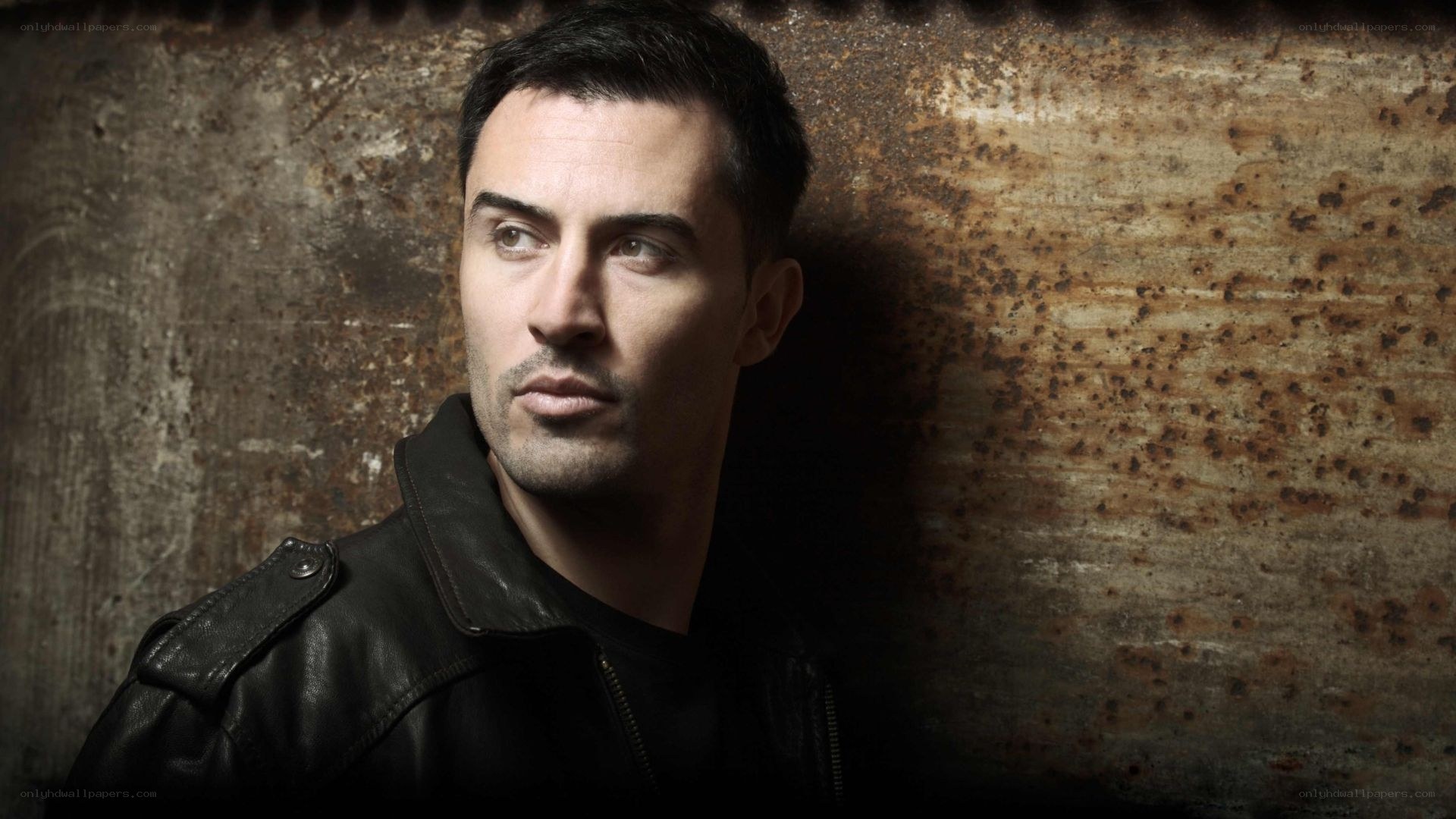 man in leather jacket