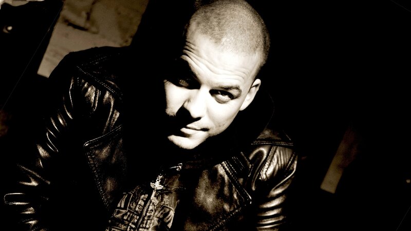 Man in Leather Jacket — Black, Dramatic, Photograph, Leather Jacket, Cross Necklace