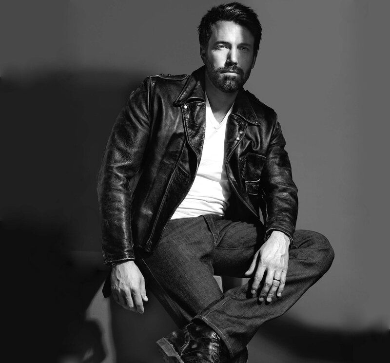 Man in Leather Jacket — Black, Dramatic, Photograph, Leather Jacket, Jeans, White T-shirt