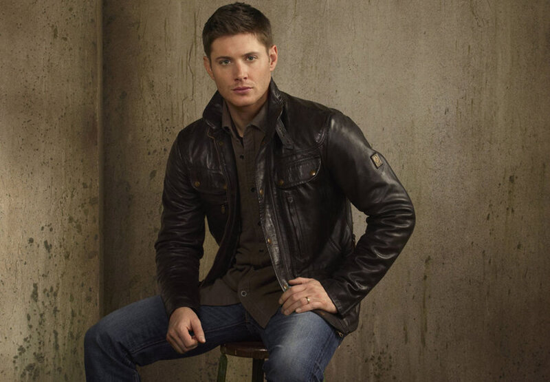 Man in Leather Jacket — Brown, Serious, Photograph, Leather Jacket, Jeans, Stool