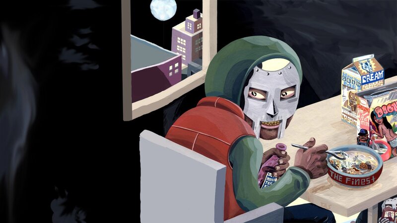 Man in Mask Eating Cereal