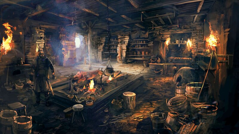 Man in Medieval Kitchen