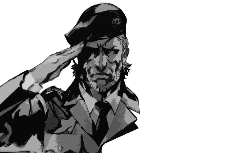 Man in Military Uniform — Black, Serious, Illustration