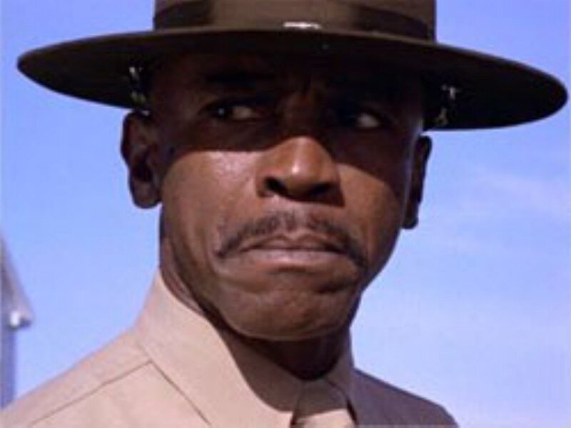 Man in Military Uniform — Blue, Serious