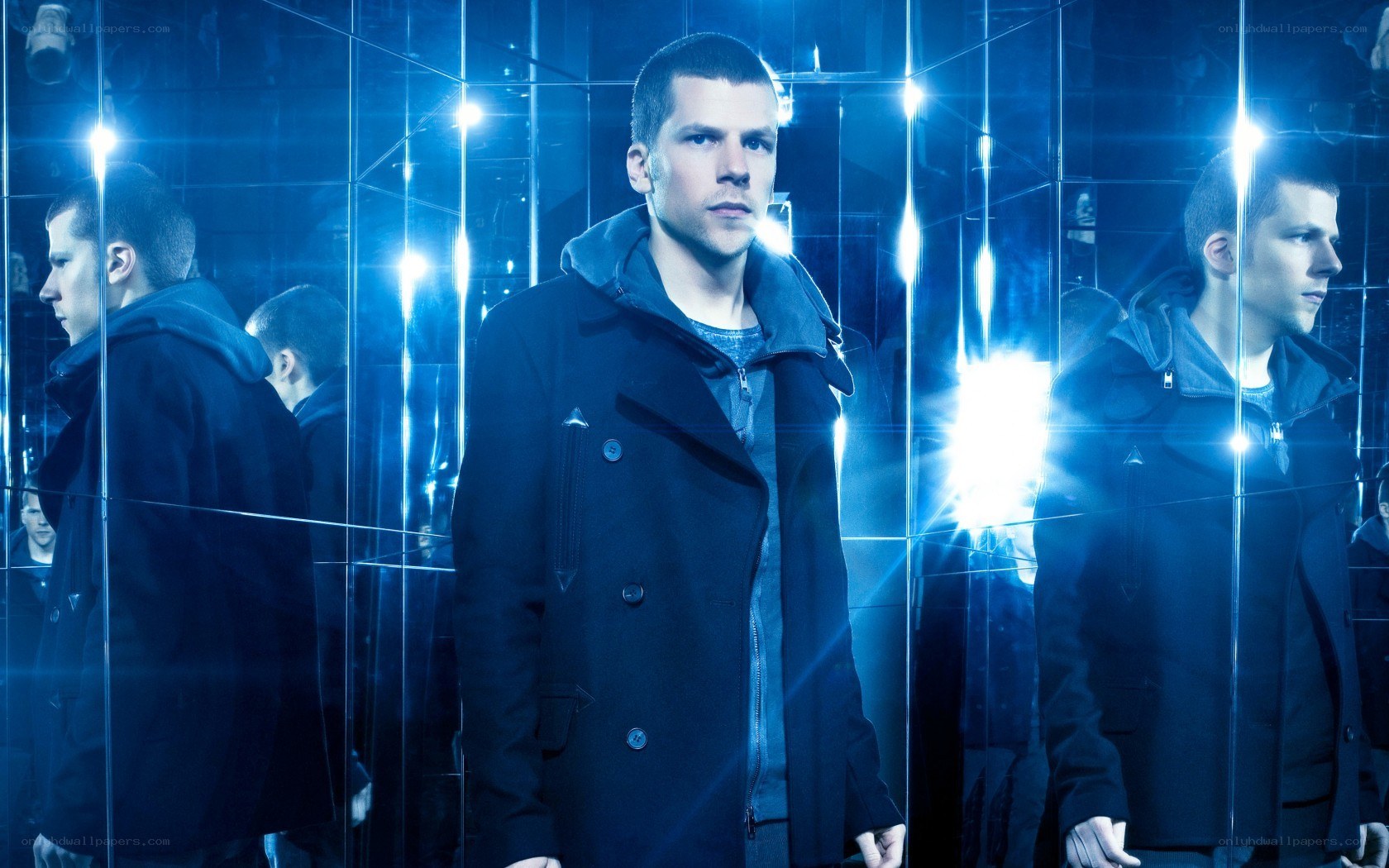 man in mirrored room