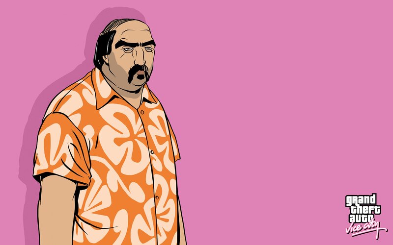 Man in Orange Shirt — Pink
