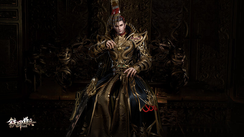 Man in Ornate Armor — Black, Dramatic, Digital Art