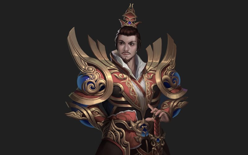 Man in Ornate Armor — Gold, Dramatic