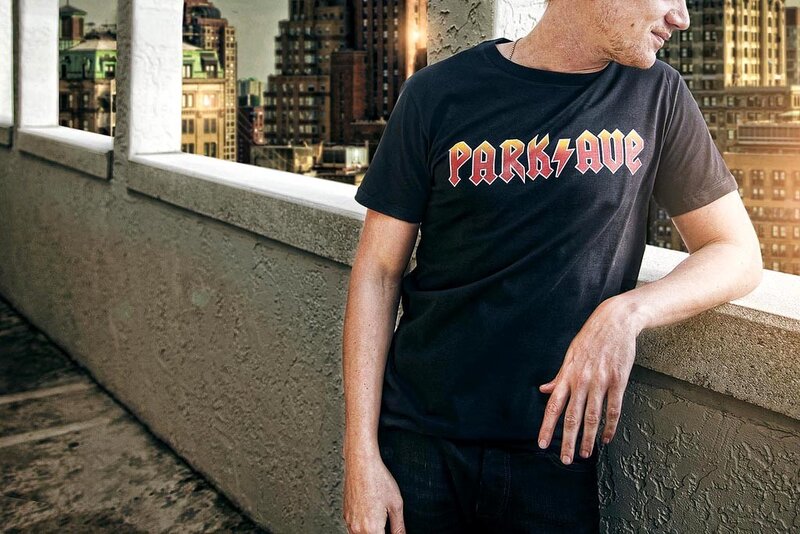 man in park ave t-shirt