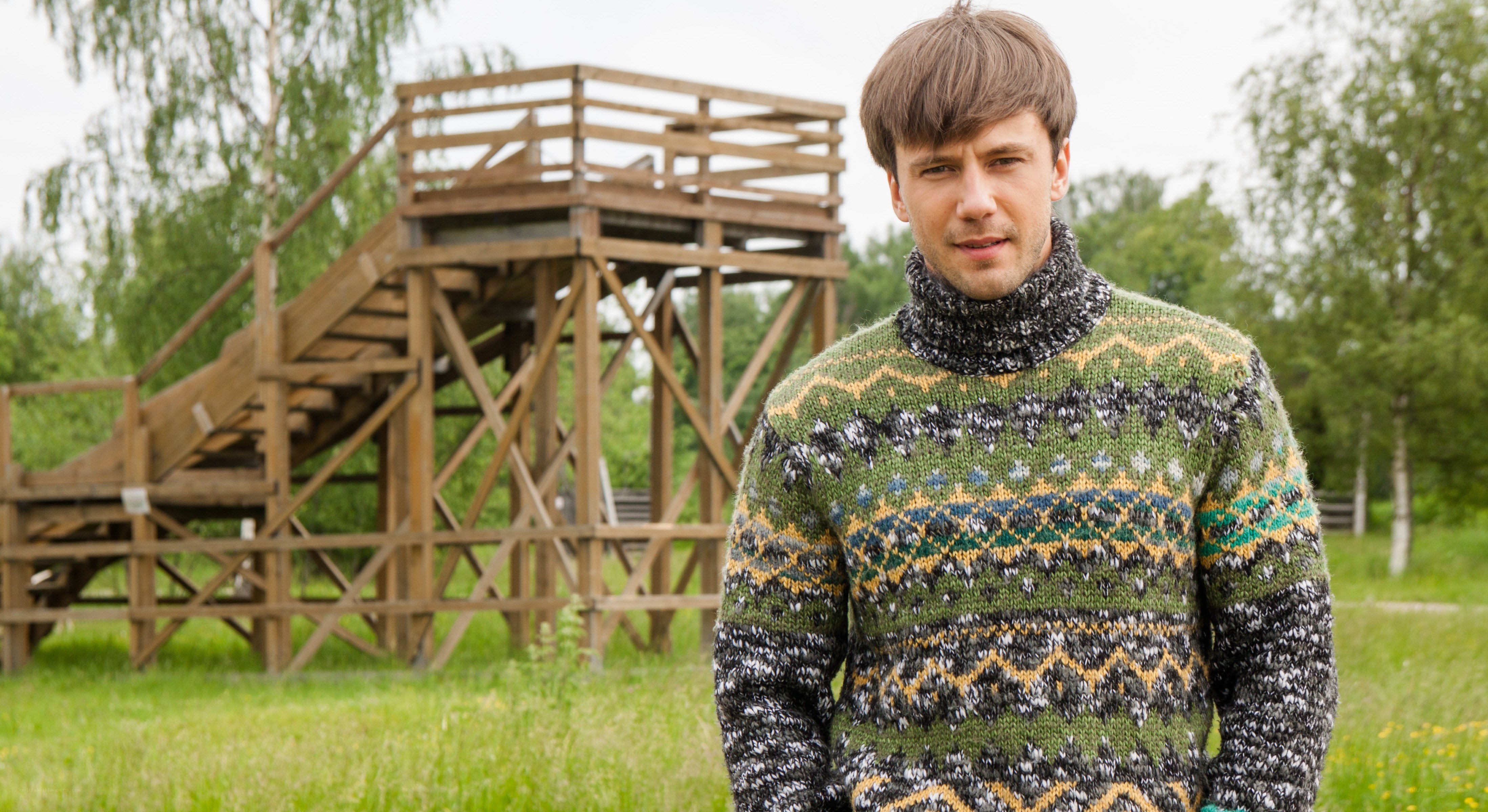 Man in patterned sweater