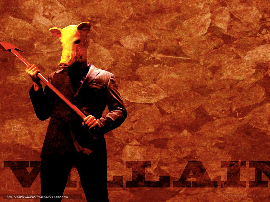 Man in pig mask with axe