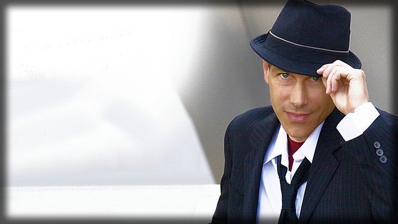 Man in Pinstripe Suit — Black, Confident