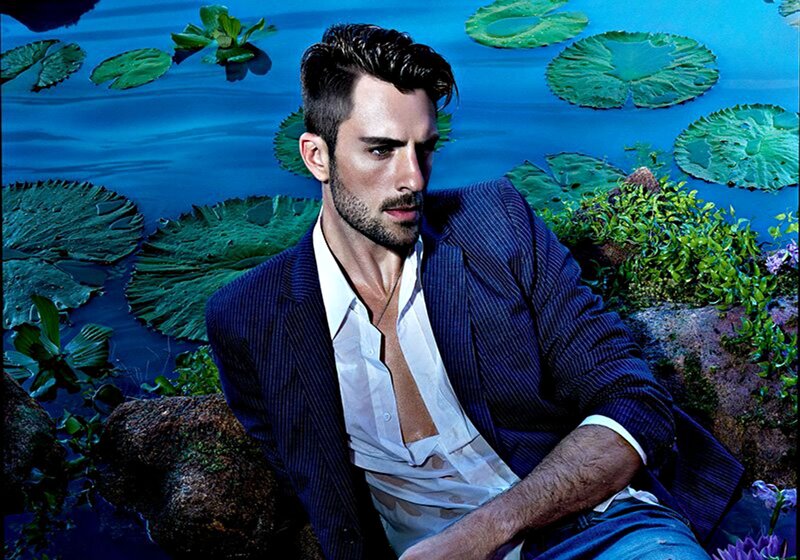 Man in Pinstripe Suit — Blue, Dramatic, Photograph, Lily Pads