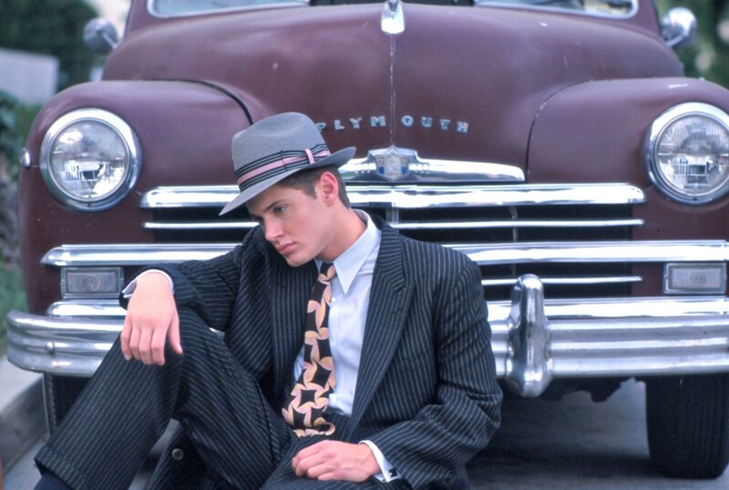 Man in Pinstripe Suit — Gray, Contemplative