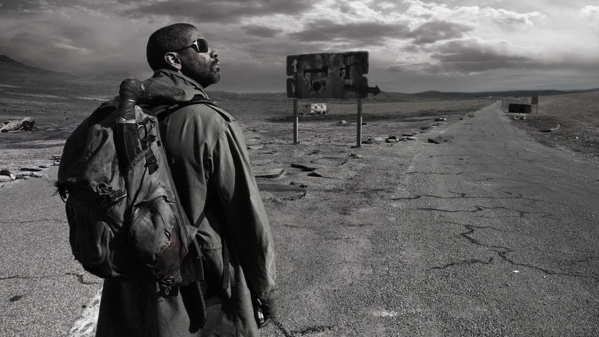 man in post-apocalyptic landscape