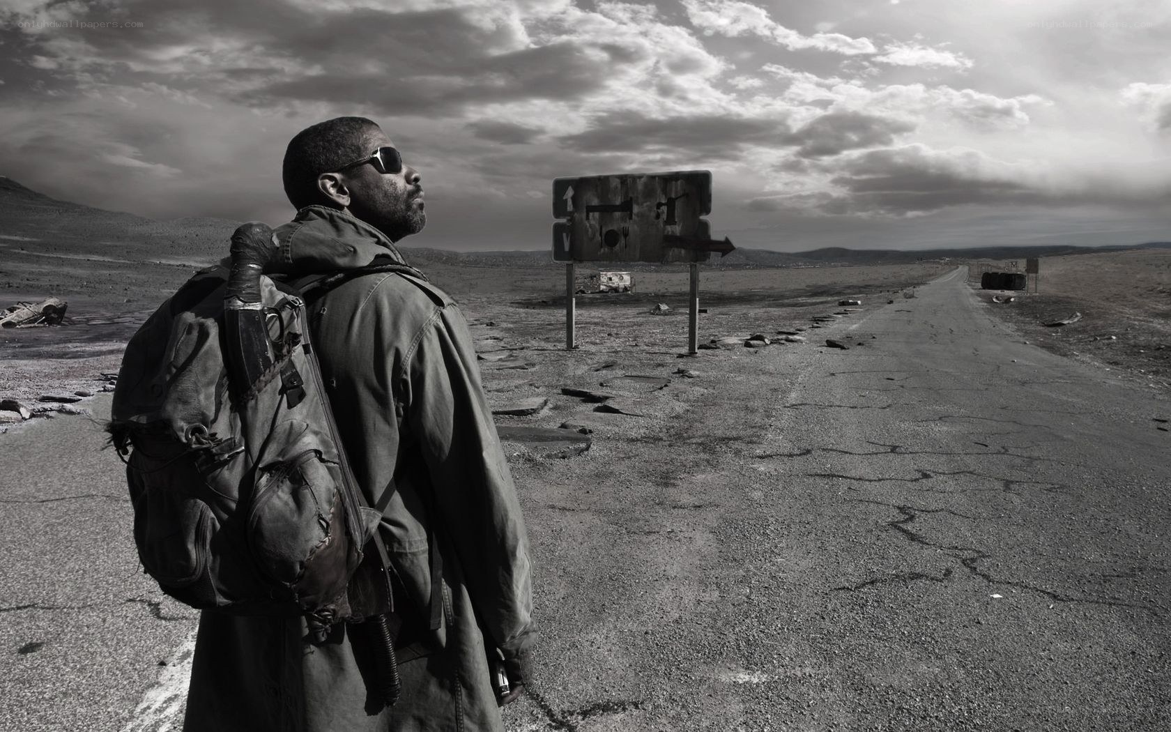 man in post-apocalyptic landscape