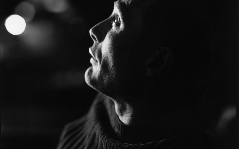 man in profile at night