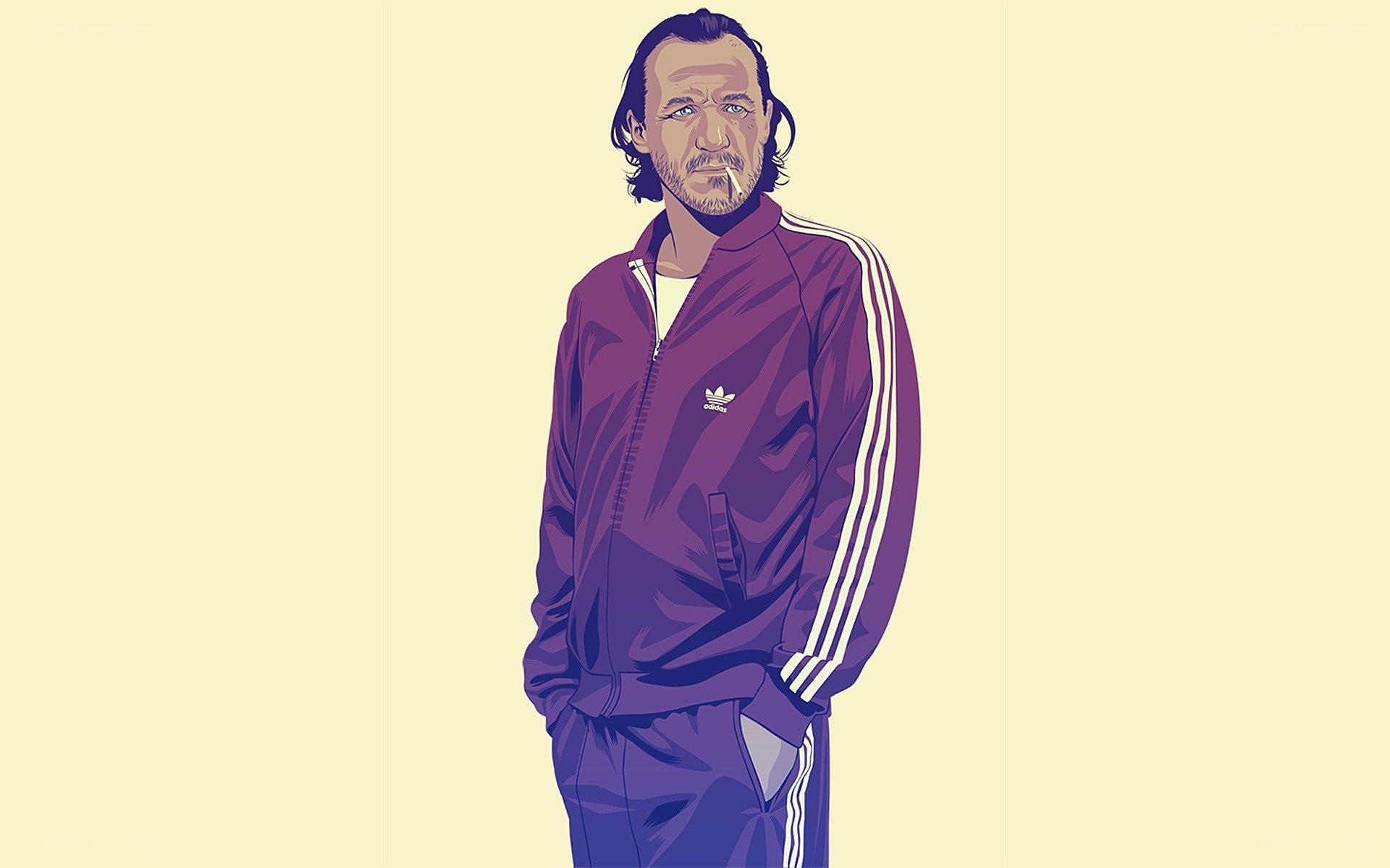 man in purple tracksuit