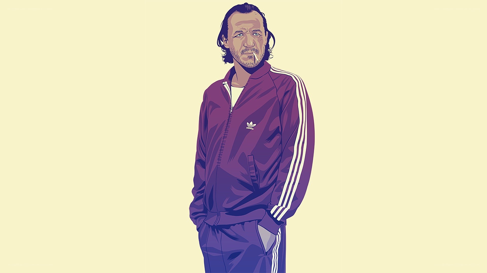 man in purple tracksuit