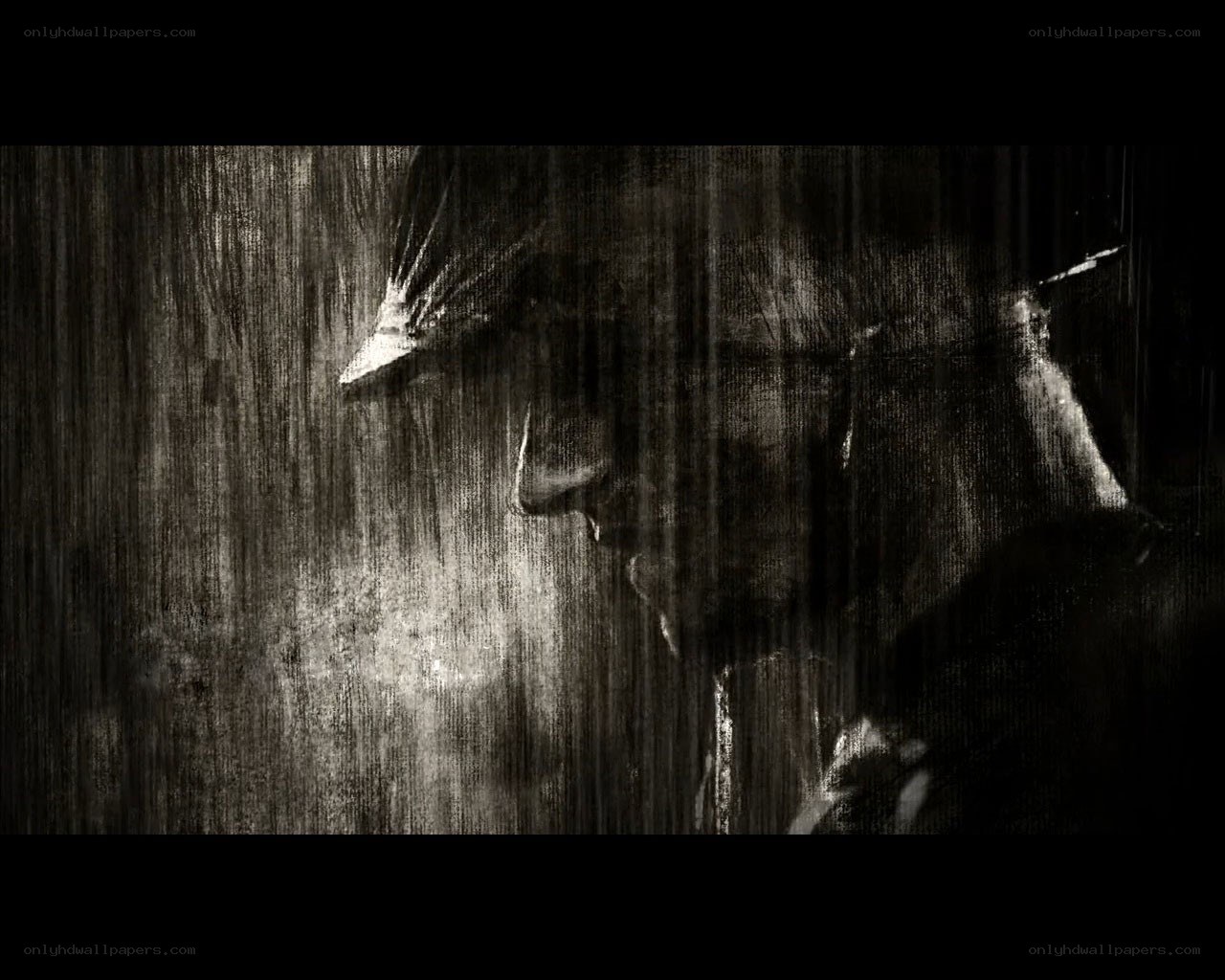 man in rain silhouette