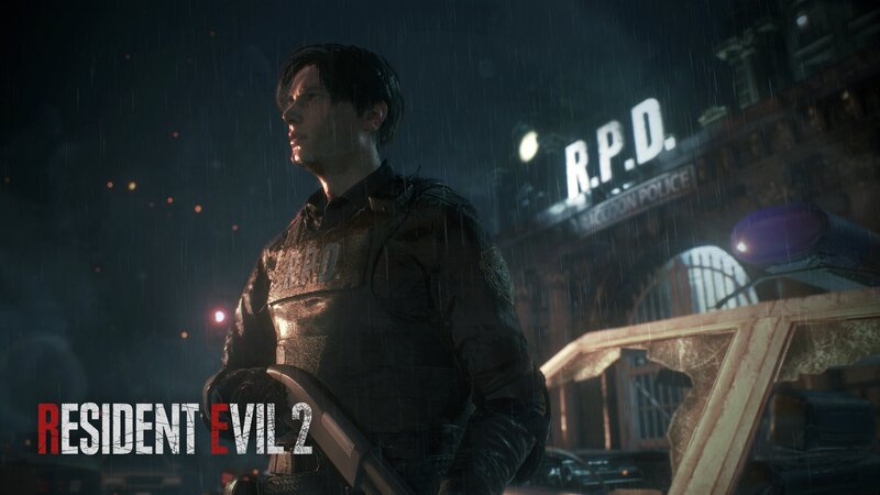 Man in Rain with Gun — Black