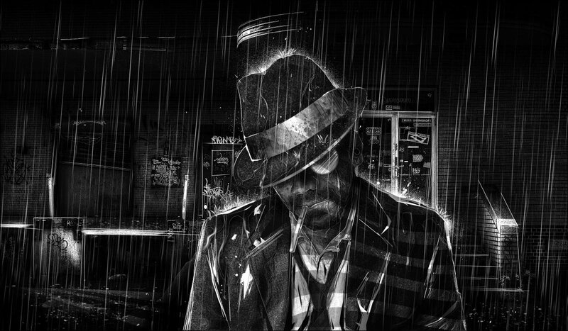 Man in rain with hat