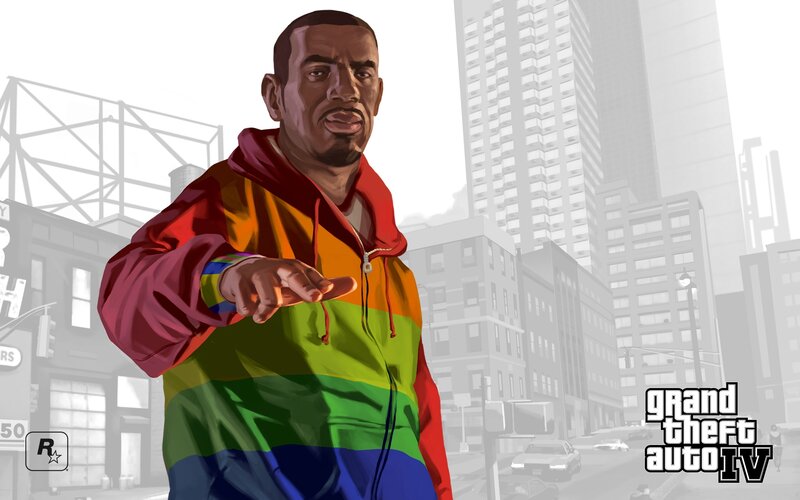 Man in Rainbow Jacket