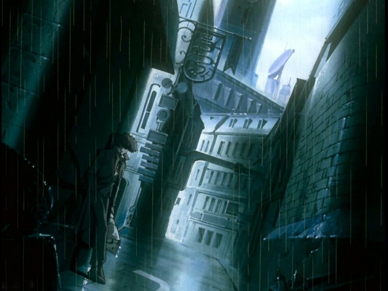 man in rainy alleyway