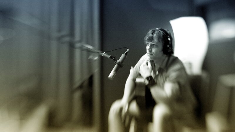 Man in Recording Studio — Black, Focused