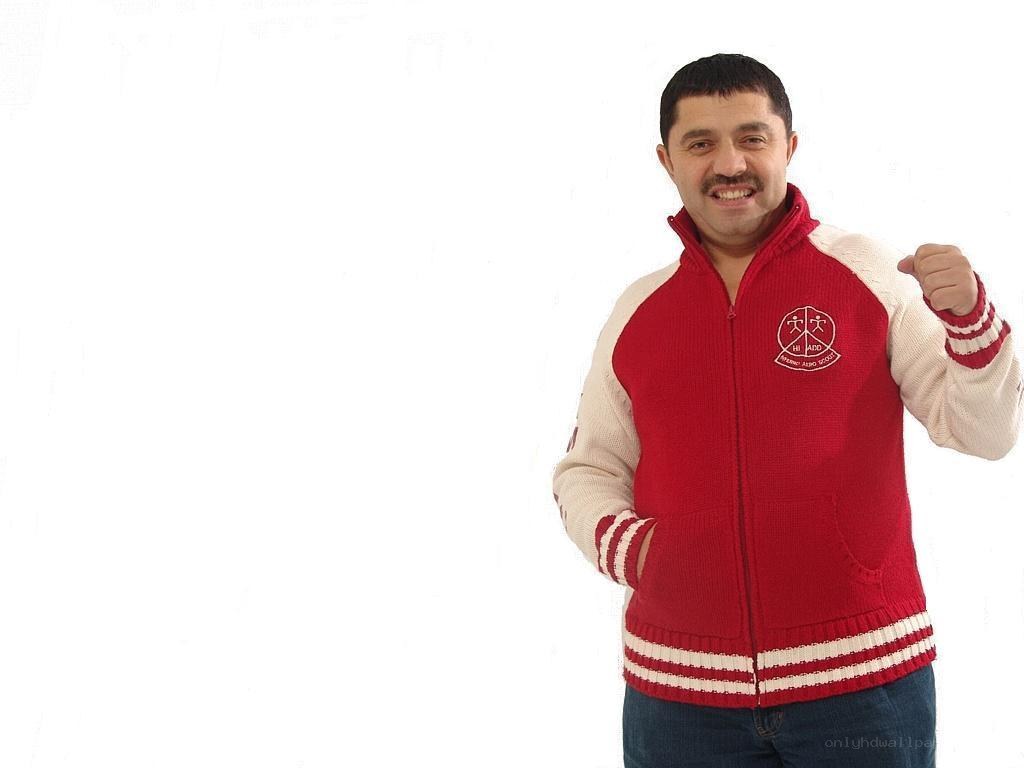 man in red and white jacket