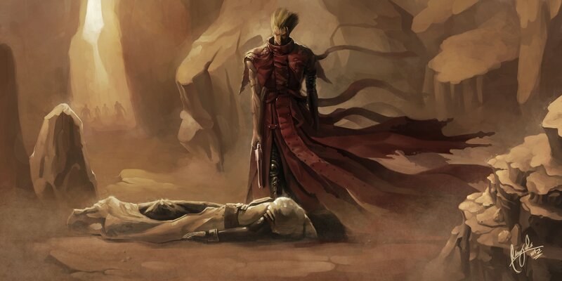 Man in Red Cloak — Brown, Dramatic, Digital Art