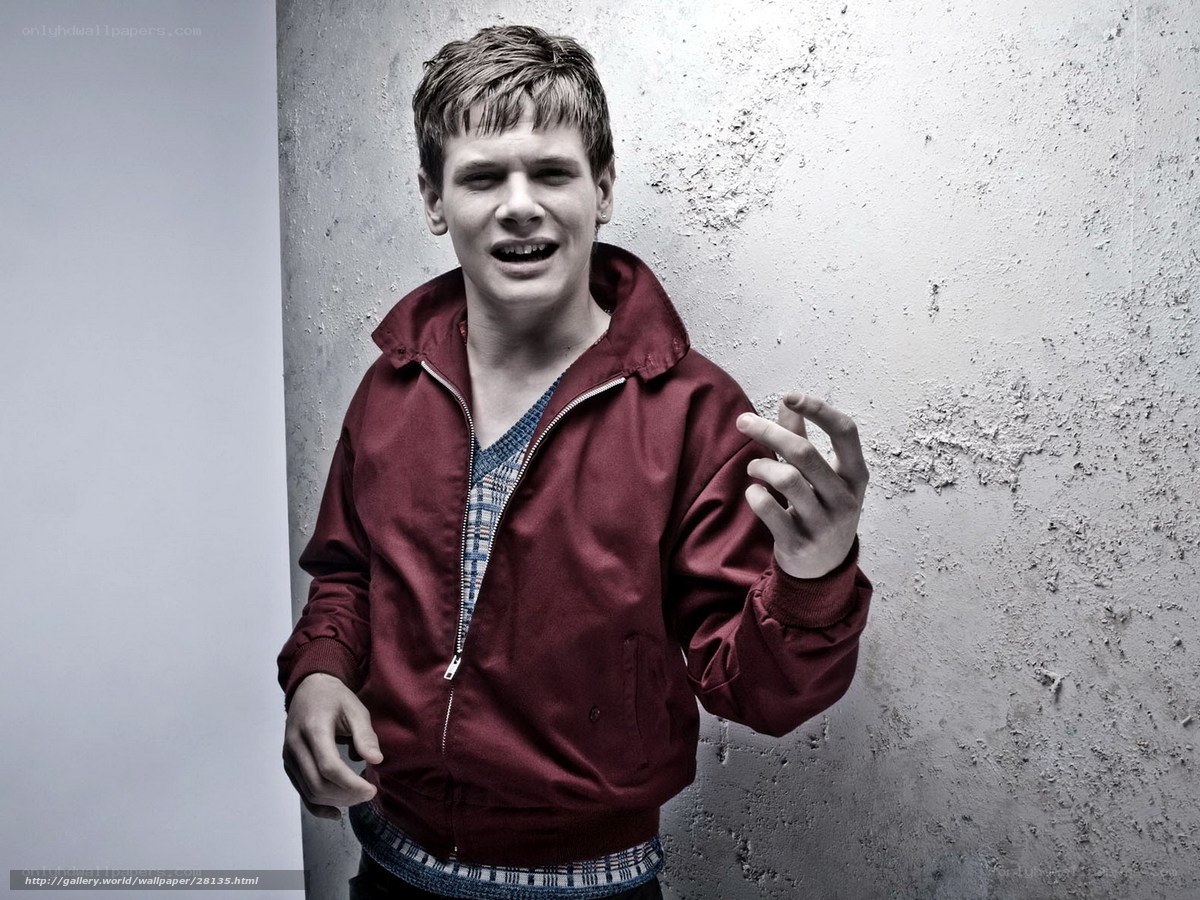 man in red jacket