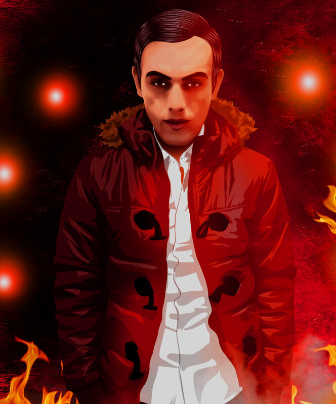 Man in Red Jacket — Dramatic, Digital Art