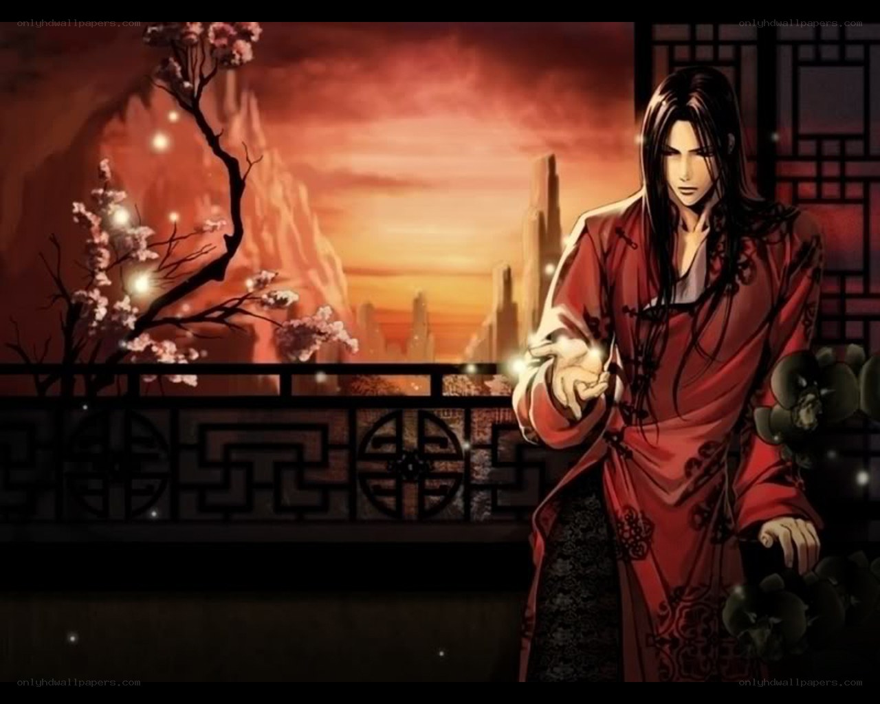 man in red robe at sunset