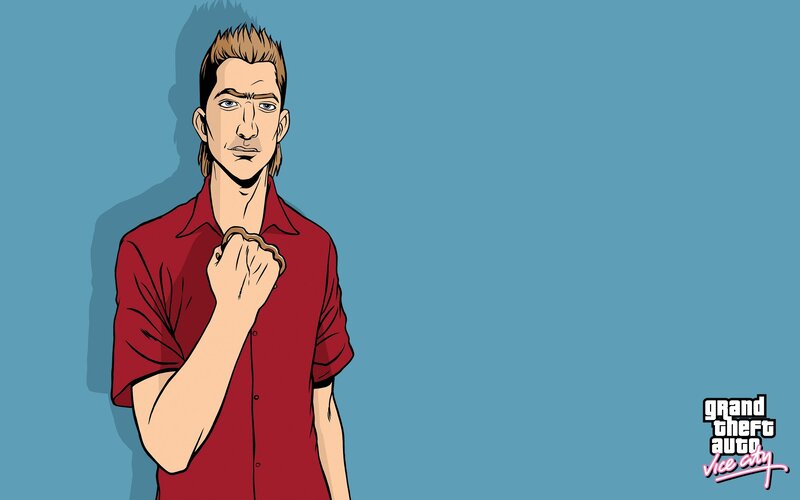 Man in Red Shirt — Blue, Neutral, Comic
