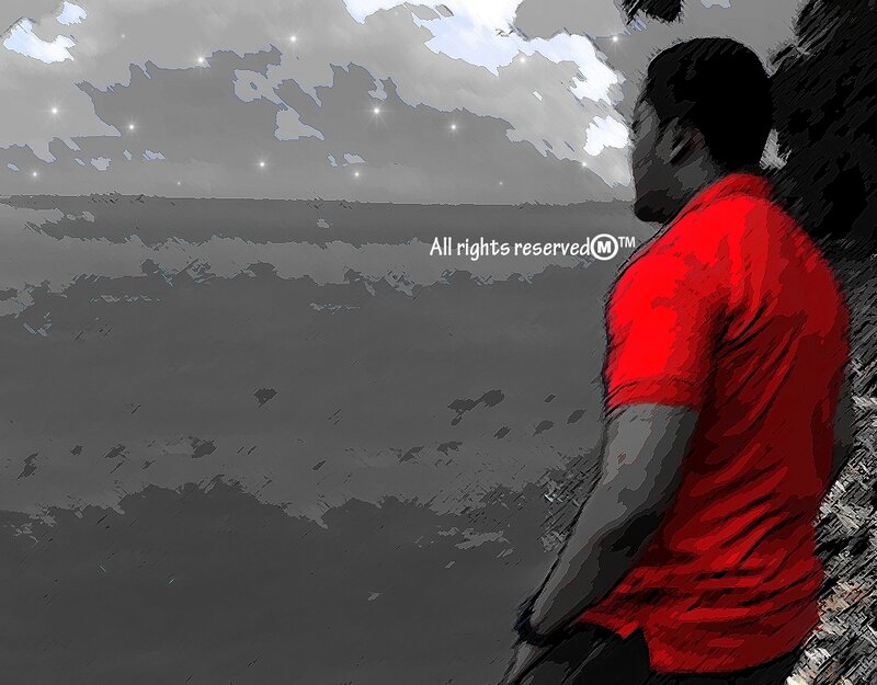 Man in Red Shirt — Contemplative, Digital Art