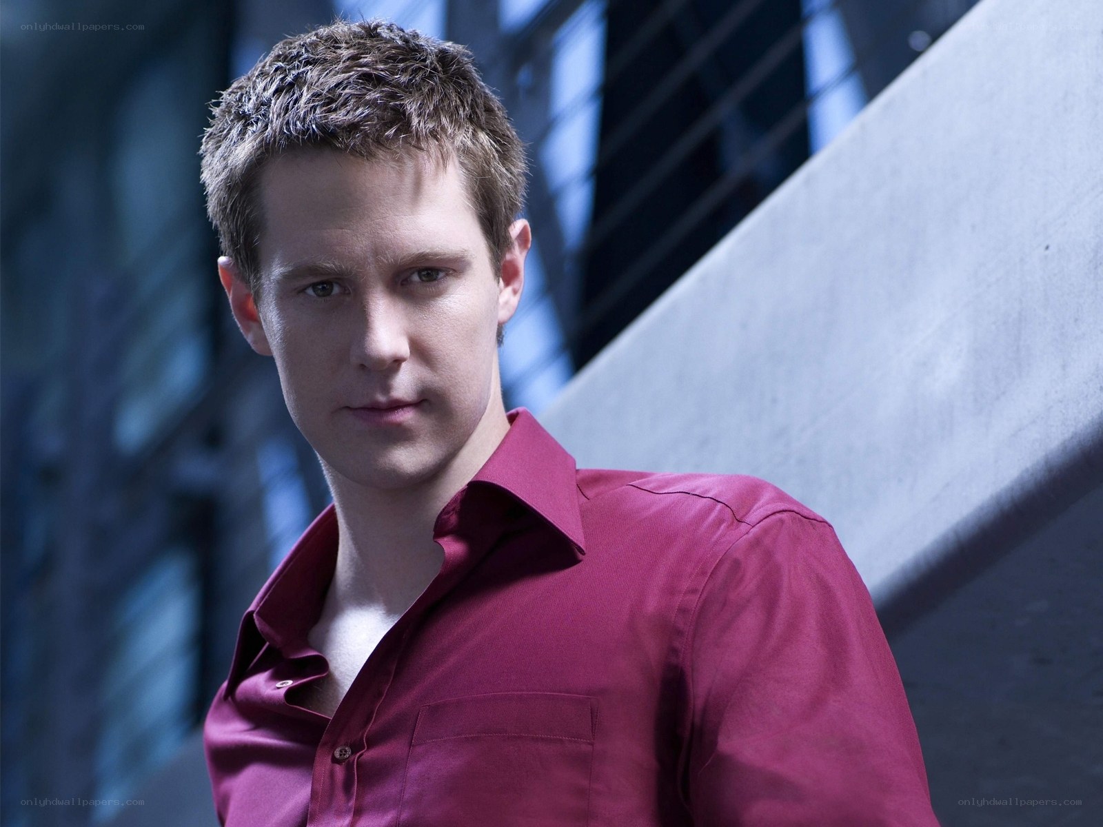 man in red shirt portrait