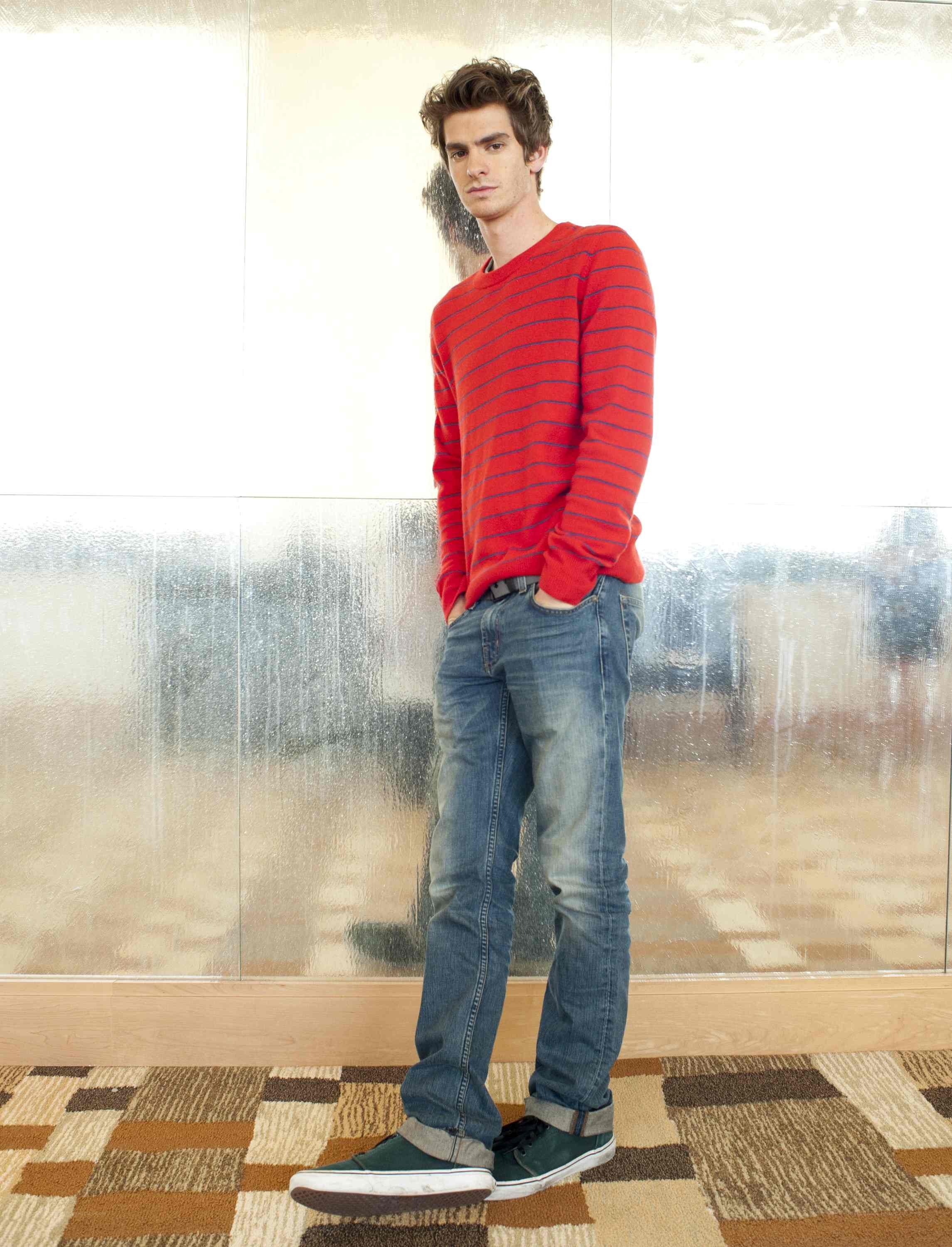 man in red striped sweater