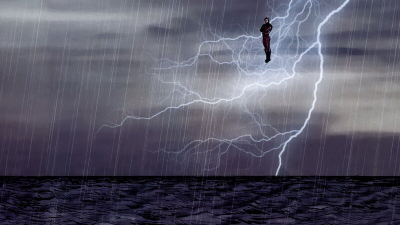 Man in Red Suit — Gray, Dramatic, Night