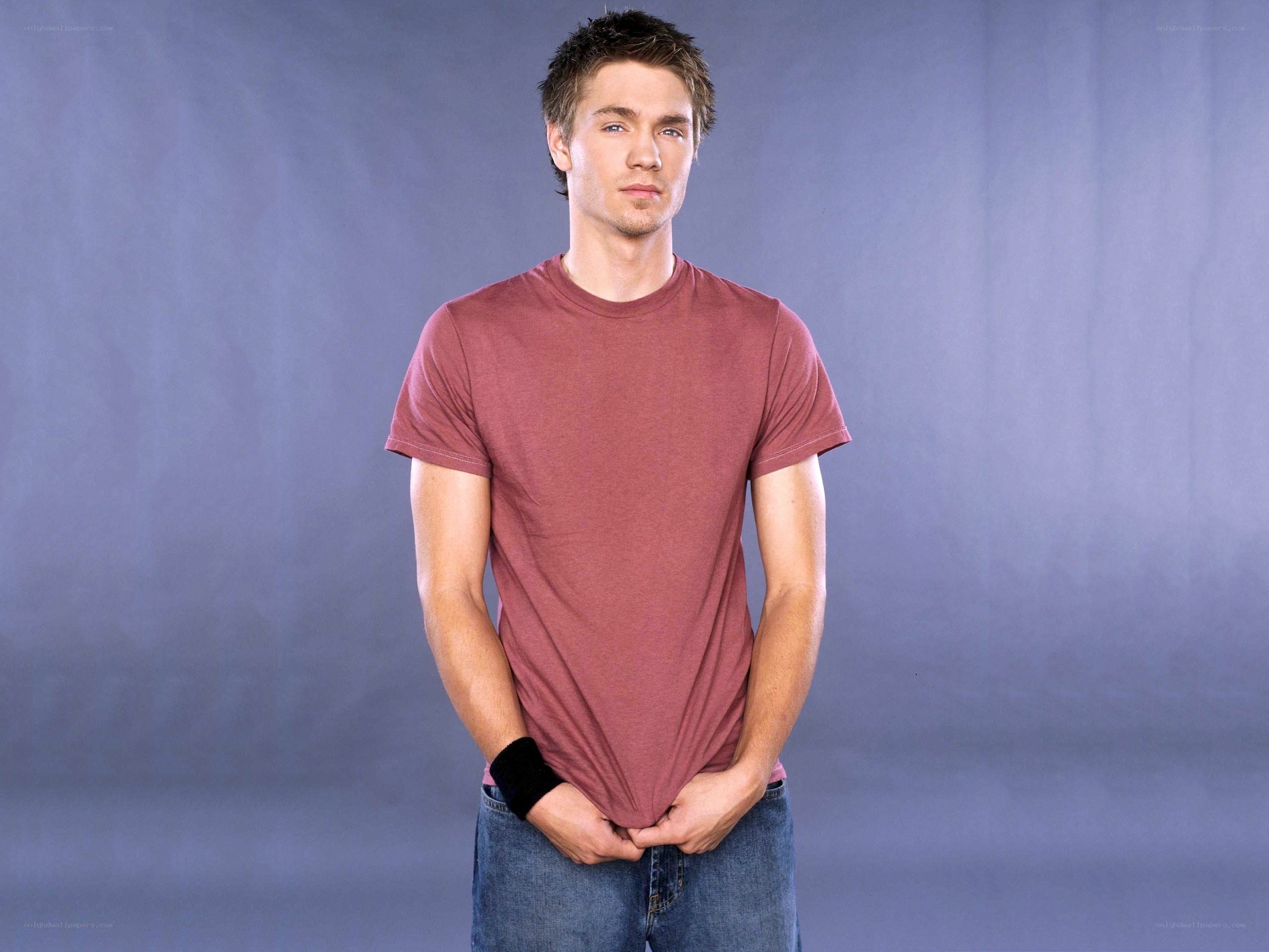 man in red t-shirt