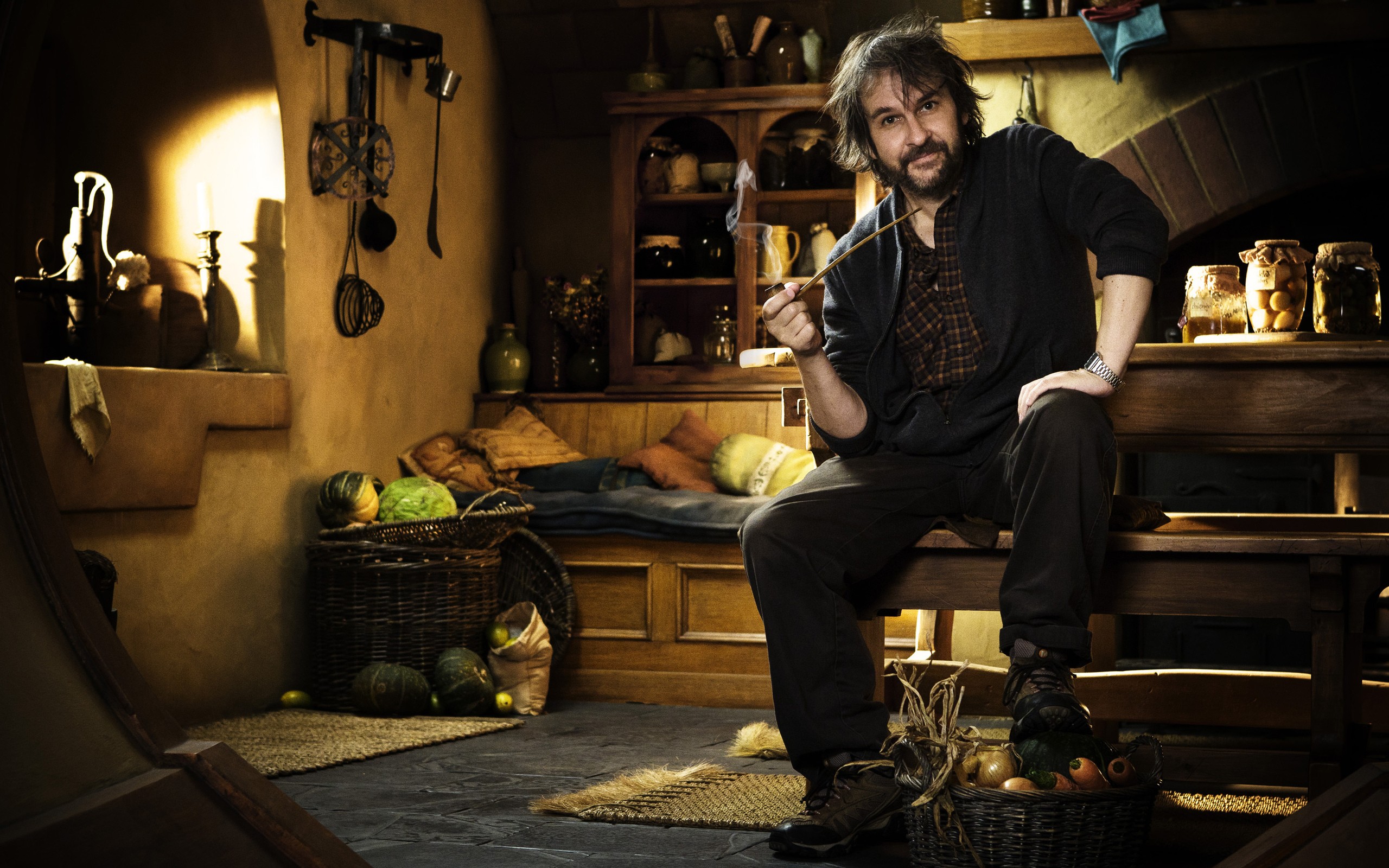 man in rustic kitchen