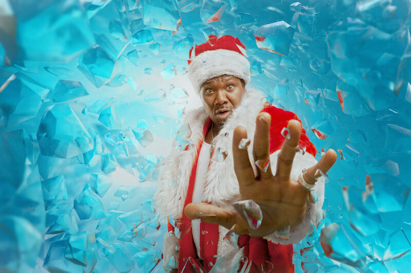 Man in Santa Suit — Blue, Dramatic