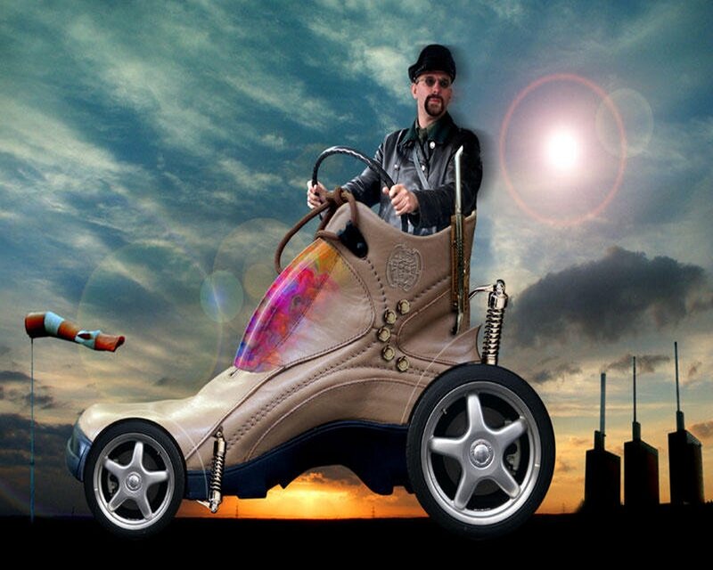 man in shoe car