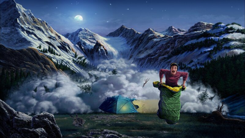 Man in Sleeping Bag — Blue