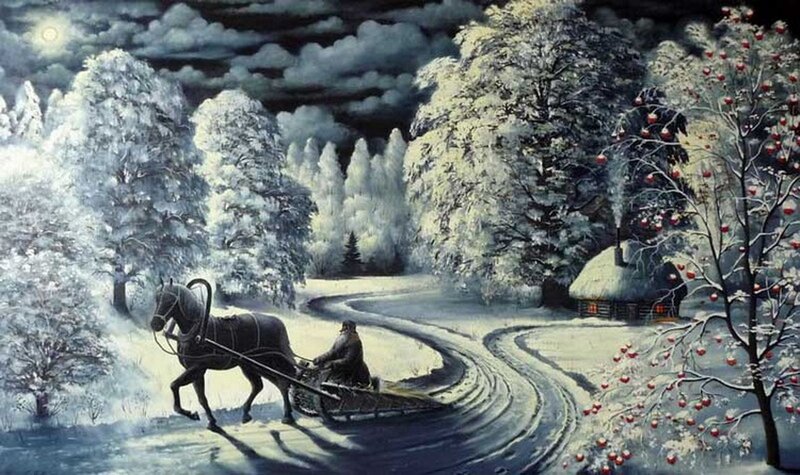 Man in Sleigh on Horse