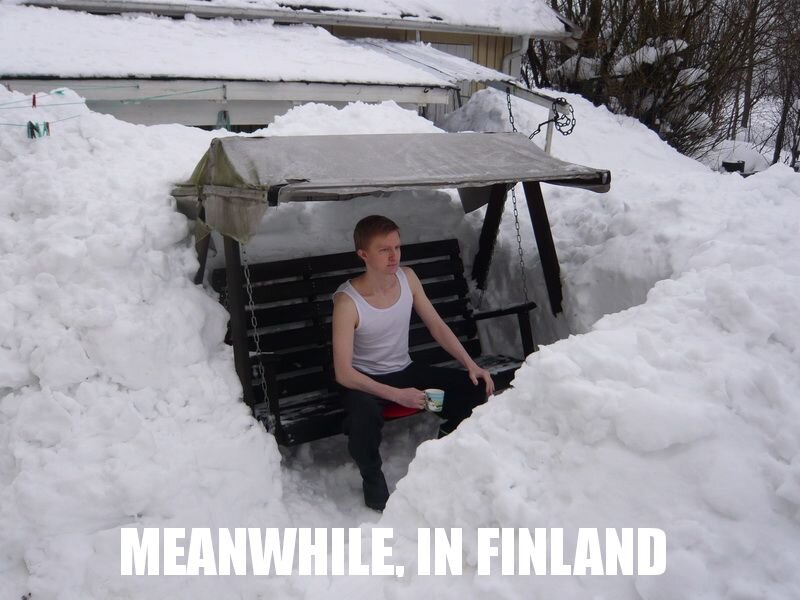 man in snow cave