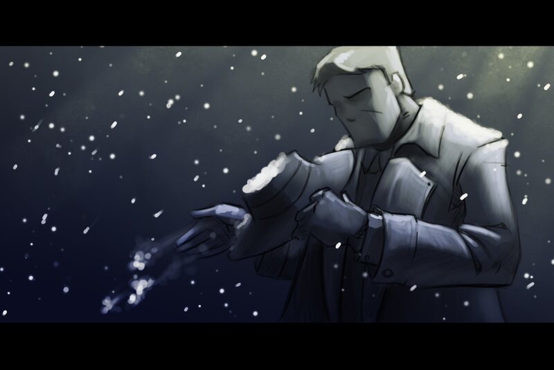 man in snowstorm